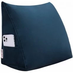 VERCART Coussin De Lecture Compensé, Triangulaire Coussin à Coins, Gros Coussin Canapé, Traversin Tête De Lit Support Arrière, Oreiller Cervical Dossier De Soutien Lombaire, Velours 45cm Bleu Foncé - Bleu