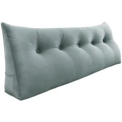 VERCART Coussin De Lecture Compensé, Triangulaire Coussin à Coins, Gros Coussin Canapé, Traversin Tête De Lit Support Arrière, Oreiller Cervical Dossier De Soutien Lombaire, Velours Gris 160cm - Gris