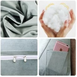 VERCART Coussin De Lecture Compensé, Triangulaire Coussin à Coins, Gros Coussin Canapé, Traversin Tête De Lit Support Arrière, Oreiller Cervical Dossier De Soutien Lombaire, Velours Gris 160cm - Gris -France Coussin et housse de coussin Soldes Boutique 52556868 5