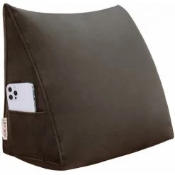 VERCART Coussin De Lecture Compensé, Triangulaire Coussin à Coins, Gros Coussin Canapé, Traversin Tête De Lit Support Arrière, Oreiller Cervical Dossier De Soutien Lombaire, Velours 45cm Café - Marron