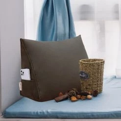 VERCART Coussin De Lecture Compensé, Triangulaire Coussin à Coins, Gros Coussin Canapé, Traversin Tête De Lit Support Arrière, Oreiller Cervical Dossier De Soutien Lombaire, Velours 45cm Café - Marron -France Coussin et housse de coussin Soldes Boutique 52556886 3