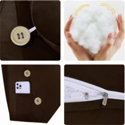 VERCART Coussin De Lecture Incliné Oreiller Traversin Compensé Soutien Dos Triangulaire Coussin à Coins Support Lombaire Avec Polochon Tête De Lit Dossier Canape Brun 60CM -France Coussin et housse de coussin Soldes Boutique 52556891 5