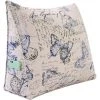 VERCART 100% Coton Coussin De Lecture Incliné Oreiller Compensé Triangulaire Dossier Traversin Repos De Tête De Lit Coussin À Coins Support Cale Dos Gros Coussin De Canapé Imprimé 60cm Papillon Bleu