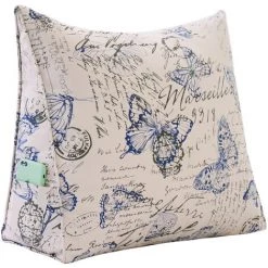 VERCART 100% Coton Coussin De Lecture Incliné Oreiller Compensé Triangulaire Dossier Traversin Repos De Tête De Lit Coussin À Coins Support Cale Dos Gros Coussin De Canapé Imprimé 60cm Papillon Bleu -France Coussin et housse de coussin Soldes Boutique 52556921 4