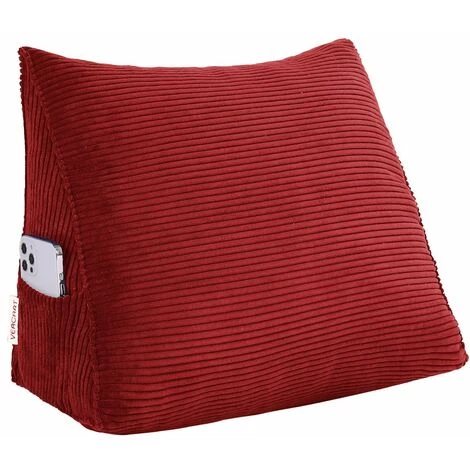 VERCART Coussin De Lecture Compensé, Triangulaire Coussin à Coins, Gros Coussin Canapé, Traversin Tête De Lit Support Arrière, Oreiller Cervical Dossier De Soutien Lombaire, Velours Côtelé, Marron 45cm - Marron 3 VERCART Coussin De Lecture Compensé, Triangulaire Coussin à Coins, Gros Coussin Canapé, Traversin Tête De Lit Support Arrière, Oreiller Cervical Dossier De Soutien Lombaire, Velours Côtelé, Marron 45cm - Marron – Image 3
