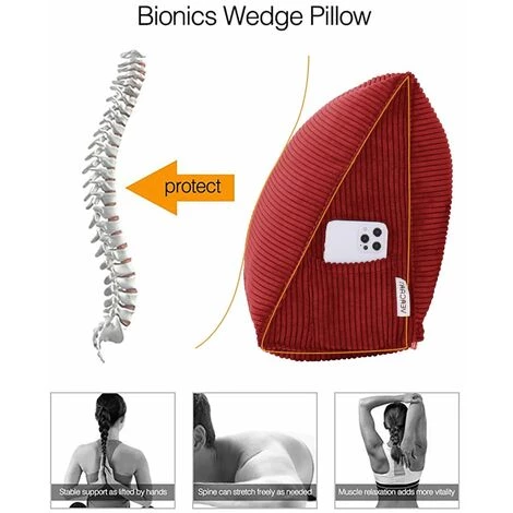 VERCART Coussin De Lecture Compensé, Triangulaire Coussin à Coins, Gros Coussin Canapé, Traversin Tête De Lit Support Arrière, Oreiller Cervical Dossier De Soutien Lombaire, Velours Côtelé, Marron 45cm - Marron 4 VERCART Coussin De Lecture Compensé, Triangulaire Coussin à Coins, Gros Coussin Canapé, Traversin Tête De Lit Support Arrière, Oreiller Cervical Dossier De Soutien Lombaire, Velours Côtelé, Marron 45cm - Marron – Image 4