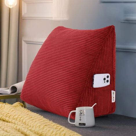 VERCART Coussin De Lecture Compensé, Triangulaire Coussin à Coins, Gros Coussin Canapé, Traversin Tête De Lit Support Arrière, Oreiller Cervical Dossier De Soutien Lombaire, Velours Côtelé, Marron 45cm - Marron 5 VERCART Coussin De Lecture Compensé, Triangulaire Coussin à Coins, Gros Coussin Canapé, Traversin Tête De Lit Support Arrière, Oreiller Cervical Dossier De Soutien Lombaire, Velours Côtelé, Marron 45cm - Marron – Image 5