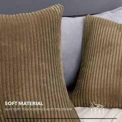 Deconovo Housse De Coussin Velours C?telé, 2 Pièces, 41x41 Cm, Taupe - Taupe -France Coussin et housse de coussin Soldes Boutique 53048524 3