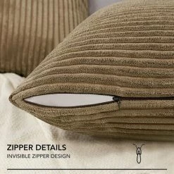 Deconovo Housse De Coussin Velours C?telé, 2 Pièces, 41x41 Cm, Taupe - Taupe -France Coussin et housse de coussin Soldes Boutique 53048524 4