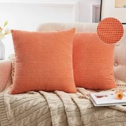 Deconovo Housse De Coussin 2 Pièces Avec Petites Particules, 41x41 Cm, Rose Foncé