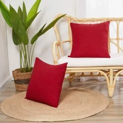 Deconovo Lot De 2 Housse De Coussin Aspect Lin, 46x46 Cm, Rouge - Rouge