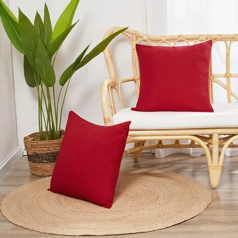 Deconovo Lot De 2 Housse De Coussin Aspect Lin, 46x46 Cm, Rouge - Rouge 1 Deconovo Lot De 2 Housse De Coussin Aspect Lin, 46x46 Cm, Rouge - Rouge