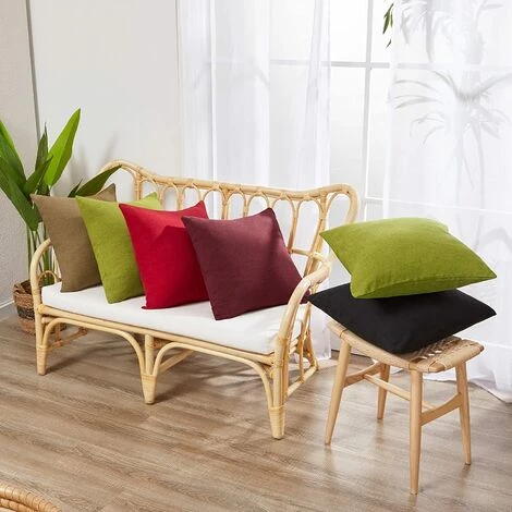 Deconovo Lot De 2 Housse De Coussin Aspect Lin, 46x46 Cm, Rouge - Rouge 2 Deconovo Lot De 2 Housse De Coussin Aspect Lin, 46x46 Cm, Rouge - Rouge – Image 2