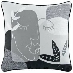 Paris Prix - Coussin Déco "arty Line" 40x40cm Blanc & Anthracite
