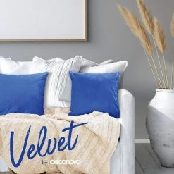 Deconovo Lot De 2 Housse De Coussin En Velours Taie D'oreiller, 41x41 Cm, Bleu -France Coussin et housse de coussin Soldes Boutique 53103202 3