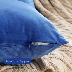 Deconovo Lot De 2 Housse De Coussin En Velours Taie D'oreiller, 41x41 Cm, Bleu -France Coussin et housse de coussin Soldes Boutique 53103202 4