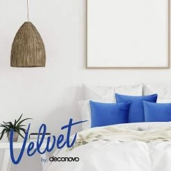 Deconovo Lot De 2 Housse De Coussin En Velours Taie D'oreiller, 41x41 Cm, Bleu -France Coussin et housse de coussin Soldes Boutique 53103202 5