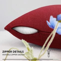 Deconovo Lot De 4 Housse De Coussin Effet Lin, 41x41 Cm, Rouge - Rouge -France Coussin et housse de coussin Soldes Boutique 53103490 5