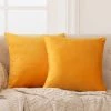 Deconovo Lot De 2 Housse De Coussin En Velours Taie D'oreiller, 51x51 Cm, Jaune D'or