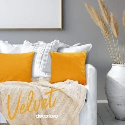 Deconovo Lot De 2 Housse De Coussin En Velours Taie D'oreiller, 51x51 Cm, Jaune D'or -France Coussin et housse de coussin Soldes Boutique 53103494 3