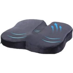QERSTA Coccyx De Siège Orthopédique Pour Le Mousse à Mémoire De Forme, Coussin De Siège Travel Ease Pour Soulager La Douleur Lombaire Et La Sciatique, Applicable Aux Bureau, Fauteuils Roulants(Noir)