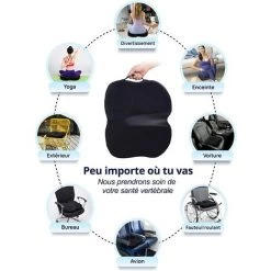 QERSTA Coccyx De Siège Orthopédique Pour Le Mousse à Mémoire De Forme, Coussin De Siège Travel Ease Pour Soulager La Douleur Lombaire Et La Sciatique, Applicable Aux Bureau, Fauteuils Roulants(Noir) -France Coussin et housse de coussin Soldes Boutique 53275802 5