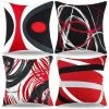 Housse De Coussin Velours Triomphe 45x45 Abstrait Moderne Coussin Rouge Noir Gris Irrégulier Ligne Coussin Decoratif Canapé 4 Pièces Double Face Velours Taie D'oreiller Pour Maison Salon Chambr Décoratif