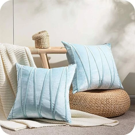 Housse De Coussin Triomphe 45x45 Decoratifs Pour Canapes, En Velours Brillant, 2 Pièces Housses Coussin Bleu Ciel Avec Rayure 3D De Surface,Deco Garcon Enfant Chambre, Style Scandinave(Bleu Clair) 1 Housse De Coussin Triomphe 45x45 Decoratifs Pour Canapes, En Velours Brillant, 2 Pièces Housses Coussin Bleu Ciel Avec Rayure 3D De Surface,Deco Garcon Enfant Chambre, Style Scandinave(Bleu Clair)