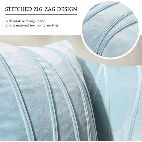 Housse De Coussin Triomphe 45x45 Decoratifs Pour Canapes, En Velours Brillant, 2 Pièces Housses Coussin Bleu Ciel Avec Rayure 3D De Surface,Deco Garcon Enfant Chambre, Style Scandinave(Bleu Clair) 4 Housse De Coussin Triomphe 45x45 Decoratifs Pour Canapes, En Velours Brillant, 2 Pièces Housses Coussin Bleu Ciel Avec Rayure 3D De Surface,Deco Garcon Enfant Chambre, Style Scandinave(Bleu Clair) – Image 4