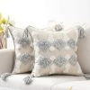 Housse De Coussin Triomphe 45x45 Geometrique Coton Decoration Taie Oreiller Carre Boho Avec Frange 2pcs Cushion Cover Pour Maison Canape Salon Chambre Lit Bureau Voiture - Gris