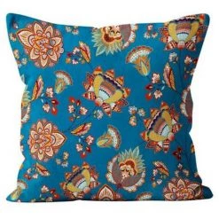 Housse De Coussin 40x40 Cm JAIPUR, Par Soleil D'Ocre - Bleu