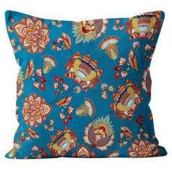 Coussin 40x40 Cm JAIPUR, Par Soleil D'Ocre - Bleu