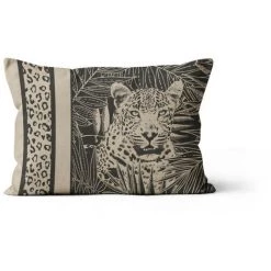 Coussin Déco Pur Coton 32x50 Cm SAFARI, Par Soleil D'Ocre - Anthracite