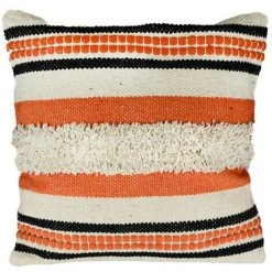 Coussin En Coton 45x45 Cm MACRAME Patna Corail, Par Soleil D'Ocre - Orange