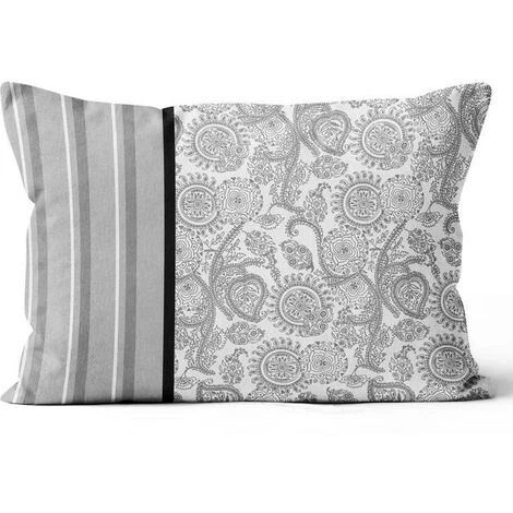 Coussin En Coton 32X50 Cm BLACK DRESS, Par Soleil D'ocre - Gris 1 Coussin En Coton 32X50 Cm BLACK DRESS, Par Soleil D'ocre - Gris