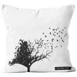 Housse De Coussin 40x40 Cm BIRDS, Par Soleil D'Ocre - Taupe