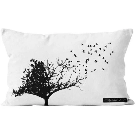 Housse De Coussin 32x50 Cm BIRDS, Par Soleil D'Ocre - Blanc 1 Housse De Coussin 32x50 Cm BIRDS, Par Soleil D'Ocre - Blanc