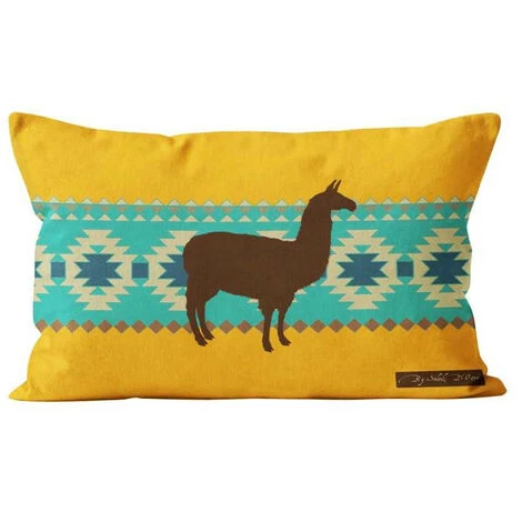 Housse De Coussin 32x50 Cm LAMA, Par Soleil D'Ocre - Jaune 1 Housse De Coussin 32x50 Cm LAMA, Par Soleil D'Ocre - Jaune
