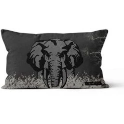Housse De Coussin 32x50 Cm ELEPHANT, Par Soleil D'Ocre - Gris