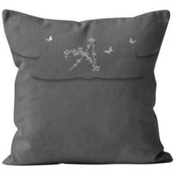 Coussin Déhoussable 40x40 Cm En Coton AMBROISE, Par Soleil D'Ocre - Gris