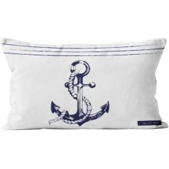 Housse De Coussin 32x50 Cm ANCRE Bleu, Par Soleil D'Ocre - Bleu