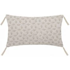 Atmosphera - Coussin En Lin Beige Imprimé Art Déco Avec Pompons 30 X 50 Cm - Beige