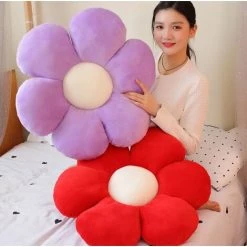 AIDUCHO Oreiller De Sol à Fleurs Mignon Coussin De Décoration Indie Oreiller Pour Filles Jouets En Peluche Pour Enfants Lecture De Coin Pour Regarder La Télévision (Violet, 30cm) -France Coussin et housse de coussin Soldes Boutique 53732463 3