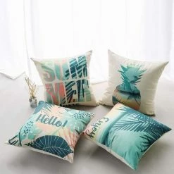 ALMI Housse De Coussin Animaux Fleurs La Vie Marine Plante Tropicale Taie D'oreiller Pour Canapé Maison Salon Chambre Décoration D'intérieur,45x45cm,Ensemble De 4 (Plante Tropicale D) -France Coussin et housse de coussin Soldes Boutique 53770660 4