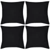 LANGRAY Housses De Coussin 4 Pcs Coton Noir 80x80 Cm Maison & Jardin
