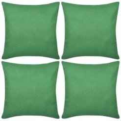 LANGRAY Housses De Coussin 4 Pcs Coton Vert 40x40 Cm Maison & Jardin