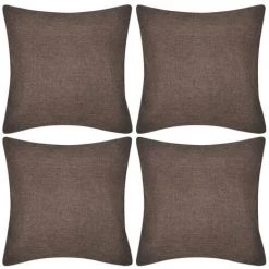 LANGRAY Housses De Coussin 4 Pcs Aspect De Lin Marron 50x50 Cm Maison & Jardin