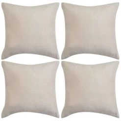 LANGRAY Housse De Coussin 4 Pcs 40 X 40 Cm Polyester Faux Daim Beige Maison & Jardin
