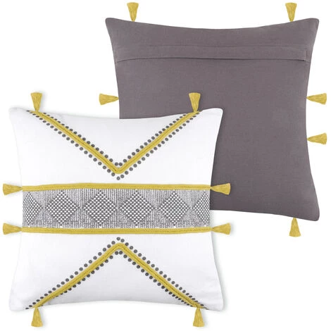 HOMEMAISON Coussin Au Style Ethnique Ecru 40 X 40 Cm - Ecru 2 HOMEMAISON Coussin Au Style Ethnique Ecru 40 X 40 Cm - Ecru – Image 2