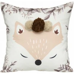 HOMEMAISON Coussin à Tête De Renard Avec Pompons Multicolore 39 X 39 Cm - Multicolore